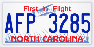 NC license plate AFP3285