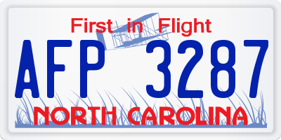 NC license plate AFP3287