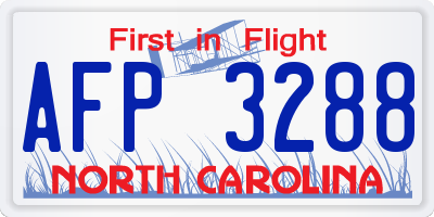 NC license plate AFP3288