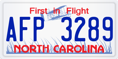 NC license plate AFP3289