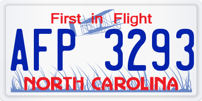 NC license plate AFP3293