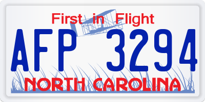 NC license plate AFP3294