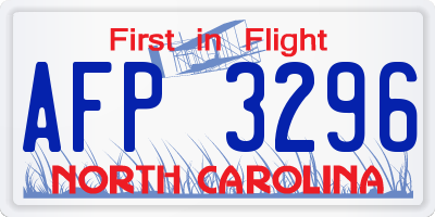 NC license plate AFP3296