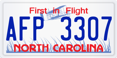 NC license plate AFP3307