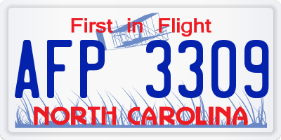NC license plate AFP3309
