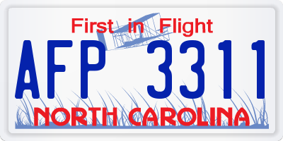 NC license plate AFP3311