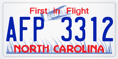 NC license plate AFP3312