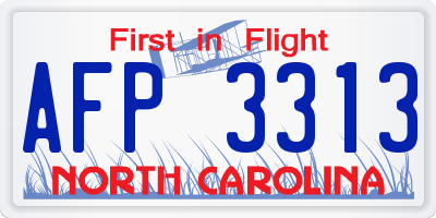 NC license plate AFP3313