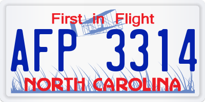 NC license plate AFP3314