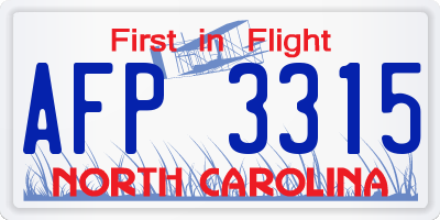 NC license plate AFP3315