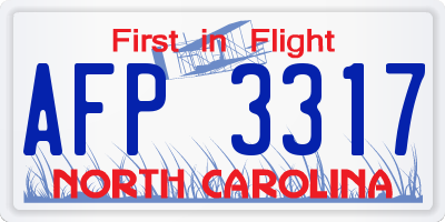 NC license plate AFP3317