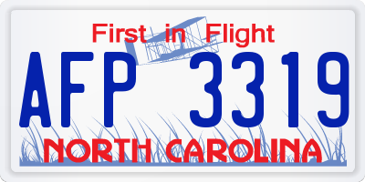 NC license plate AFP3319