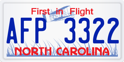 NC license plate AFP3322