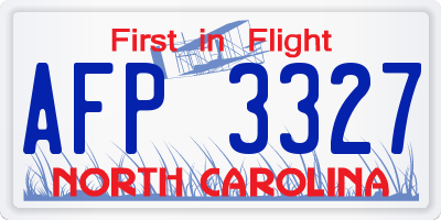 NC license plate AFP3327