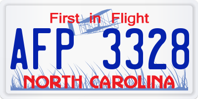 NC license plate AFP3328