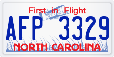 NC license plate AFP3329