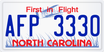 NC license plate AFP3330