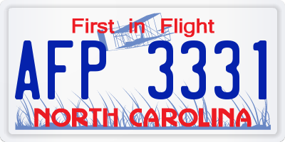 NC license plate AFP3331