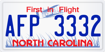 NC license plate AFP3332