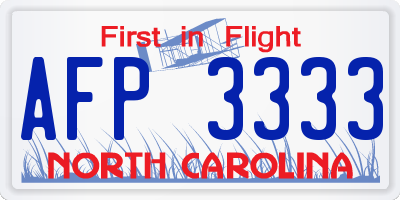 NC license plate AFP3333