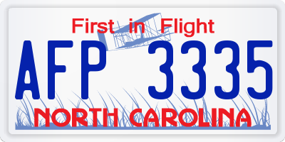 NC license plate AFP3335