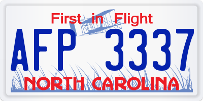 NC license plate AFP3337