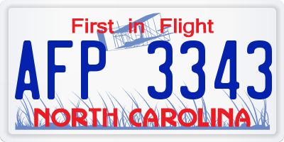NC license plate AFP3343