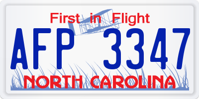 NC license plate AFP3347
