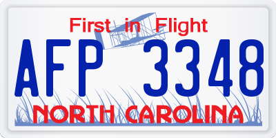 NC license plate AFP3348