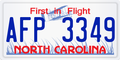 NC license plate AFP3349