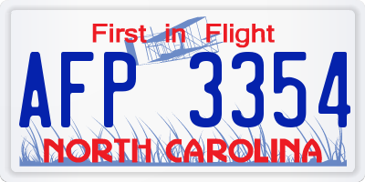 NC license plate AFP3354
