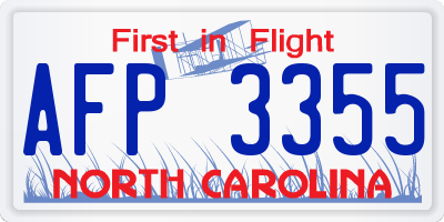 NC license plate AFP3355