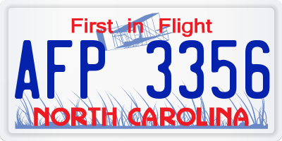 NC license plate AFP3356