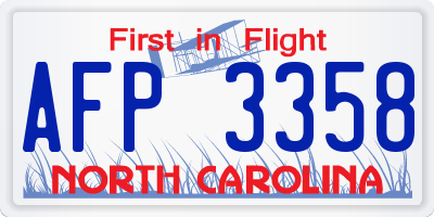 NC license plate AFP3358
