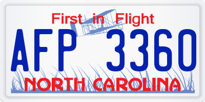 NC license plate AFP3360