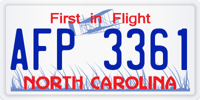 NC license plate AFP3361