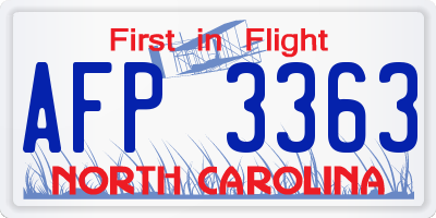 NC license plate AFP3363