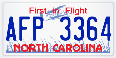 NC license plate AFP3364