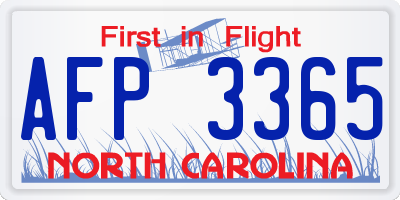 NC license plate AFP3365