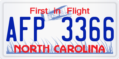 NC license plate AFP3366