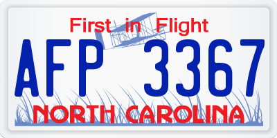 NC license plate AFP3367