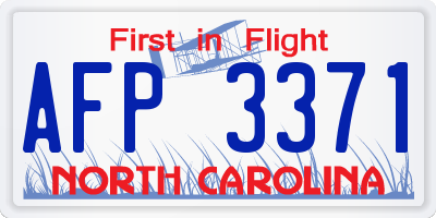 NC license plate AFP3371