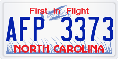NC license plate AFP3373