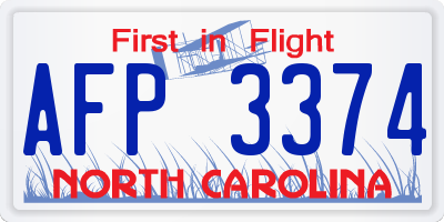 NC license plate AFP3374