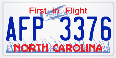 NC license plate AFP3376