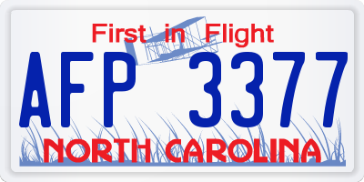NC license plate AFP3377