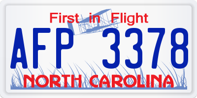 NC license plate AFP3378