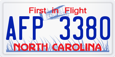 NC license plate AFP3380