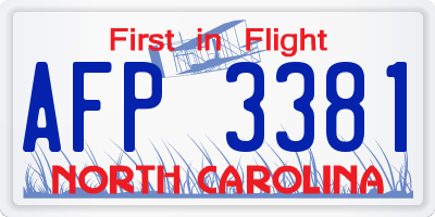 NC license plate AFP3381