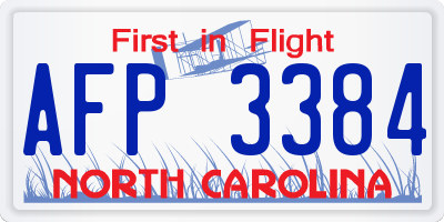 NC license plate AFP3384